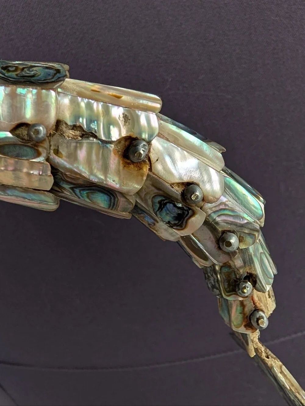 vintage ABALONE SHELL articulated fish bottle opener